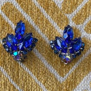 Elegant Vintage Blue Rhinestones Earrings